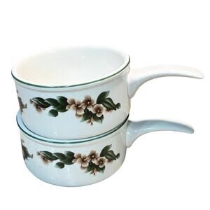 The Cades Cove Collection Apple Blossom Chili Soup Handed Crock Bowls Set of Two